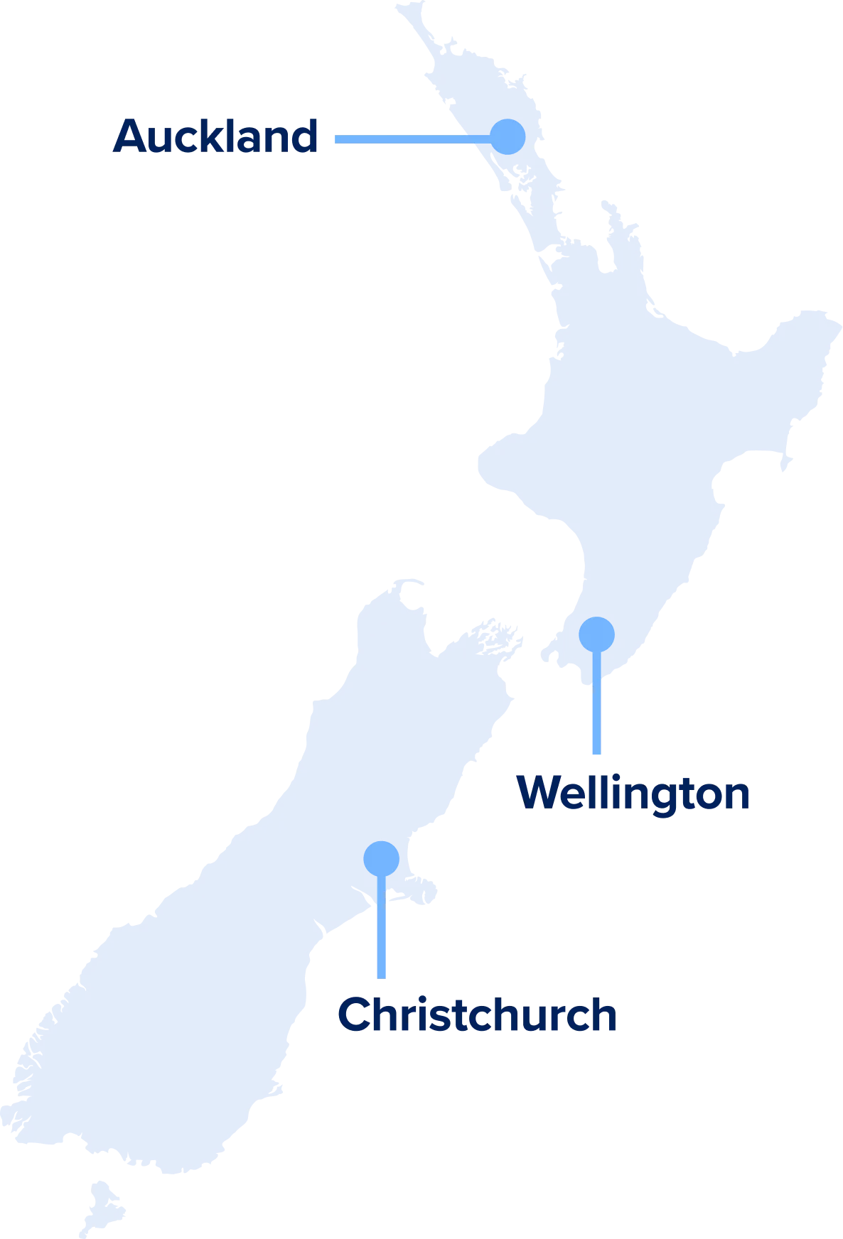 Map of our services across New Zealand